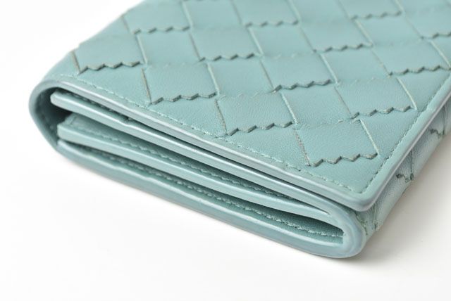 Bottega Veneta Long Wallet Flap Intrecciato Light Blue