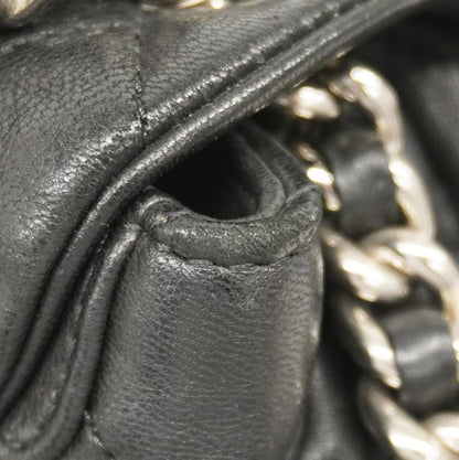 Chanel Shoulder Bag Matelasse Lambskin Black Silver Hardware Women