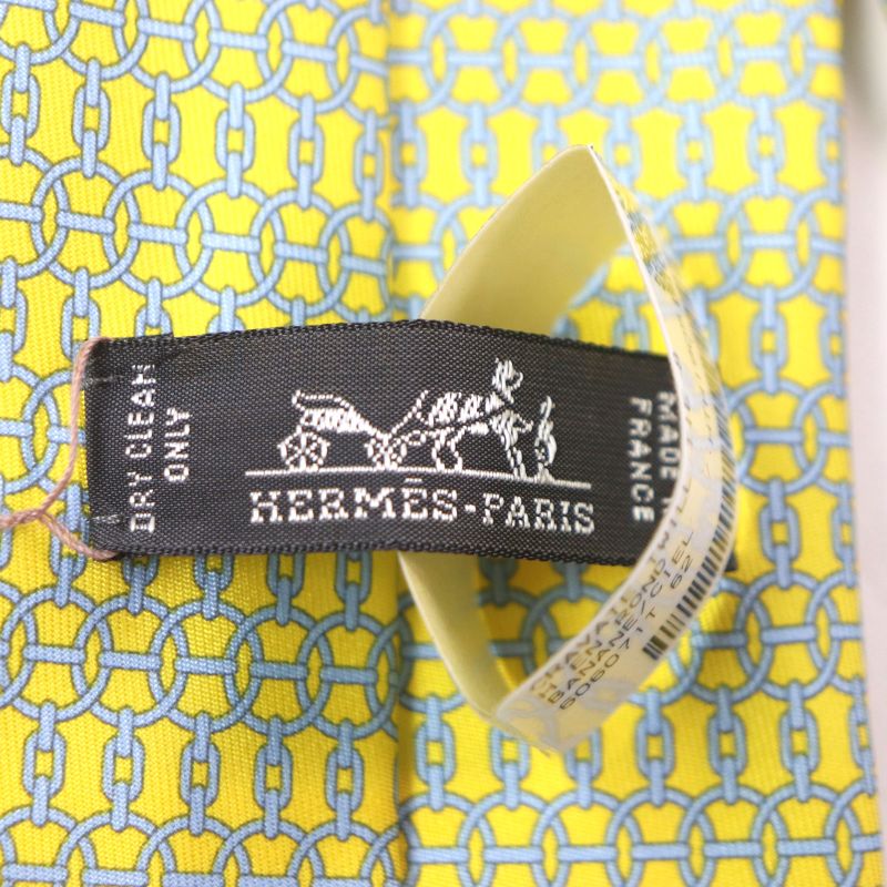  Hermes 100% Silk Banane/ciel Purchased In 2020 Cravat Chain All Over Tie With