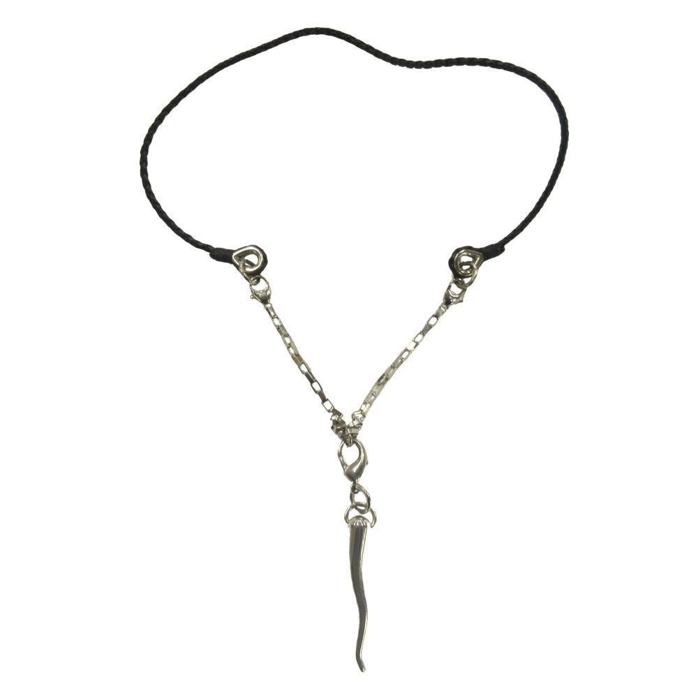 Dolce & Gabbana Corno Necklace Pendant 60 cm Black Silver