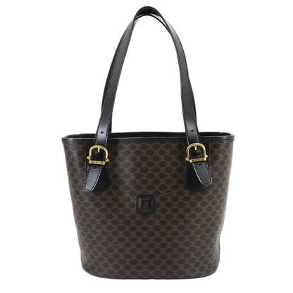 Celine Macadam Tote Bag Leather Black Gold Vintage
