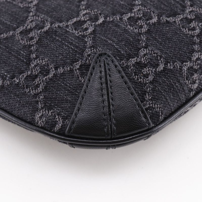 Gucci Horsebit Slim Small Shoulder GG 774719 Denim Black Women's Shoulder Bag