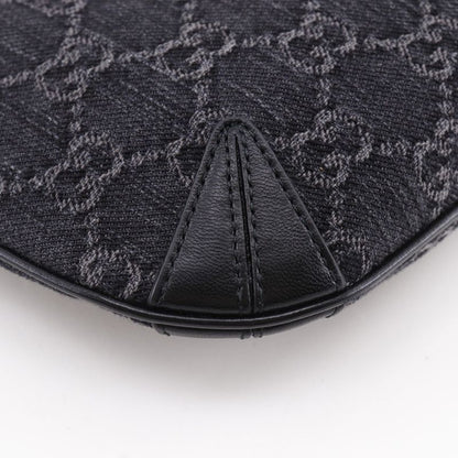Gucci Horsebit Slim Small Shoulder GG 774719 Denim Black Women's Shoulder Bag