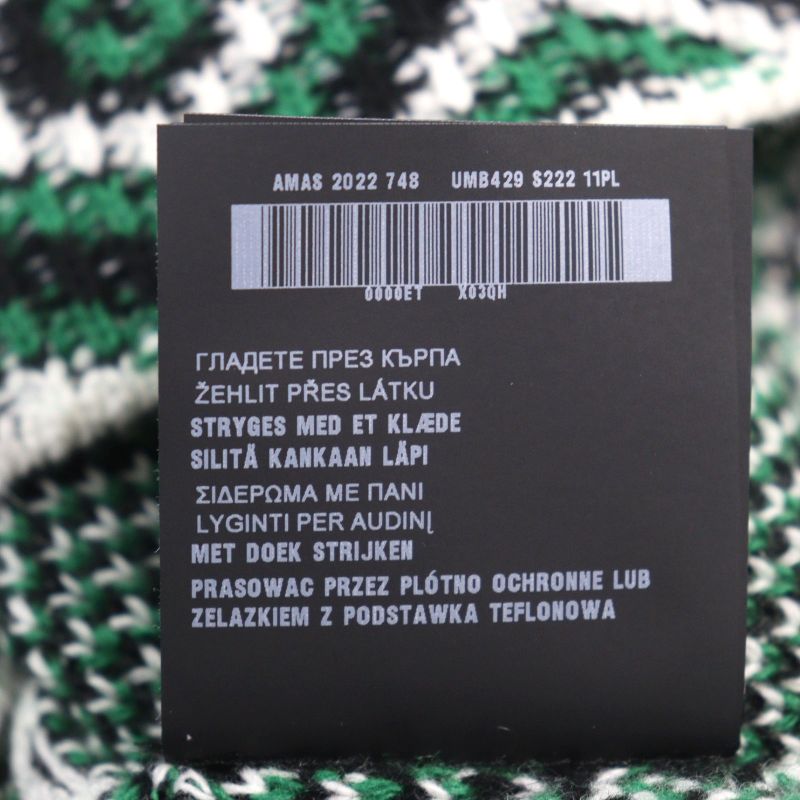 Prada 2022 Umb429 30% Cashmere Mockneck Jacquard Knit With Triangle Patch Green