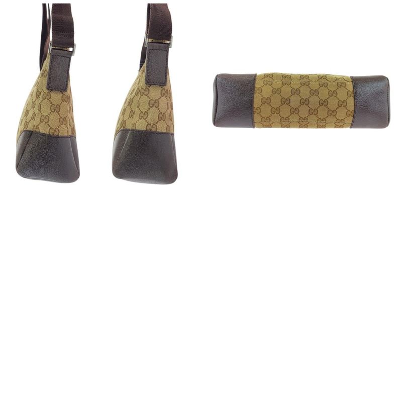 Gucci Beige Brown Silver Hardware GG Canvas/leather 114 273 Shoulder Bag