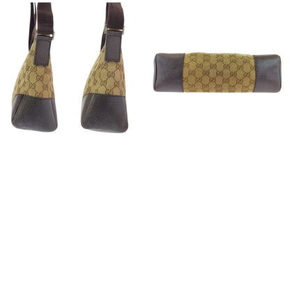 Gucci Beige Brown Silver Hardware GG Canvas/leather 114 273 Shoulder Bag