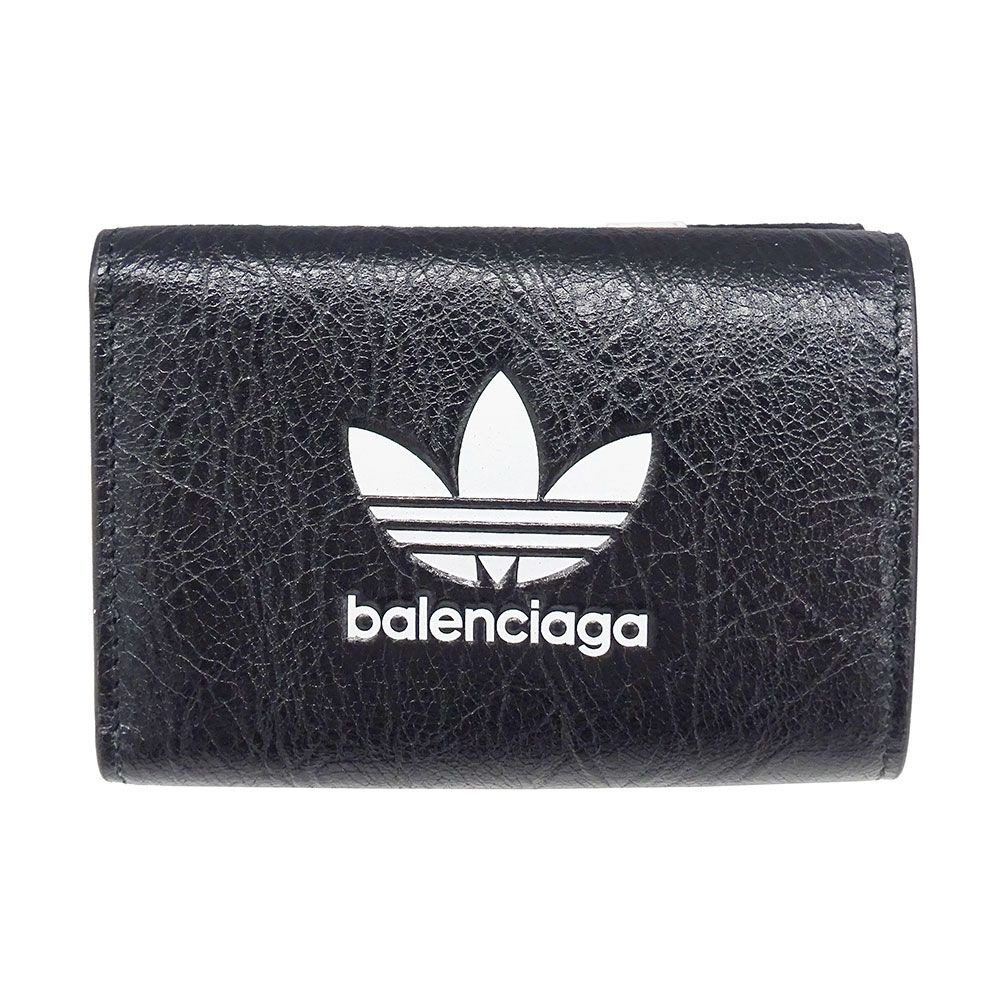 Balenciaga Wallet Trifold Leather Adidas Mini Black Collaboration Compact
