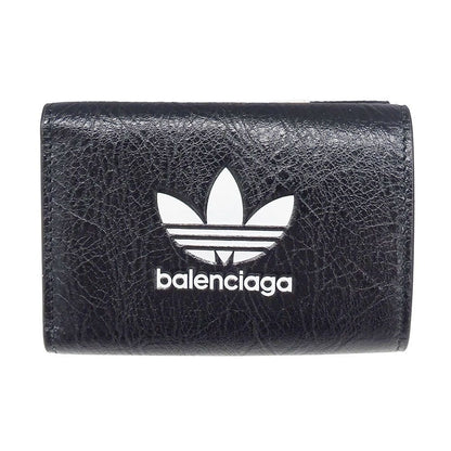 Balenciaga Wallet Trifold Leather Adidas Mini Black Collaboration Compact
