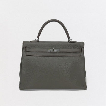 Hermes Kelly 35 Bag Tote Taurillon Clemence Etain