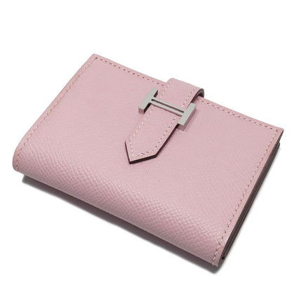 Hermes Bearn Card Case V-epson Mauvepere Silver-hardware Leather