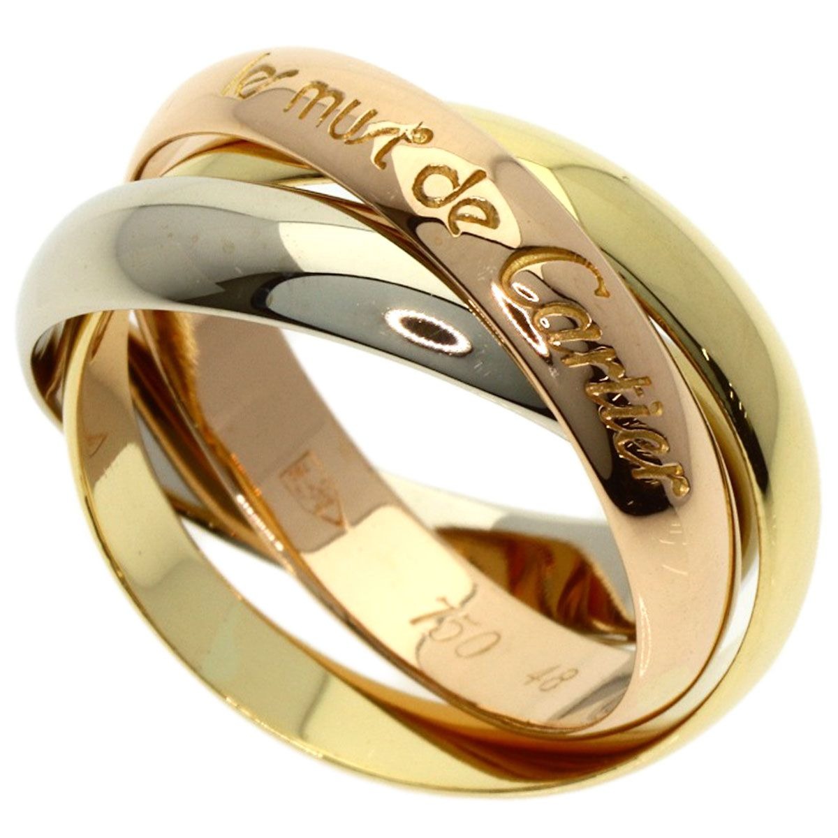 Cartier Trinity 48 Ring 18K Yellow Gold White Pink