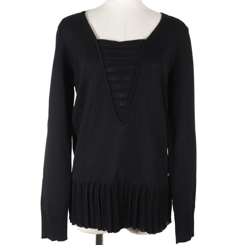 Chanel Pleated Cotton Black Cut And Sew