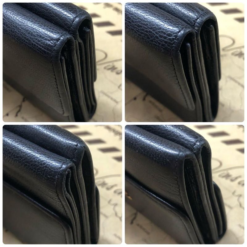 Chanel Trifold Wallet CC Logo Caviar Leather Black