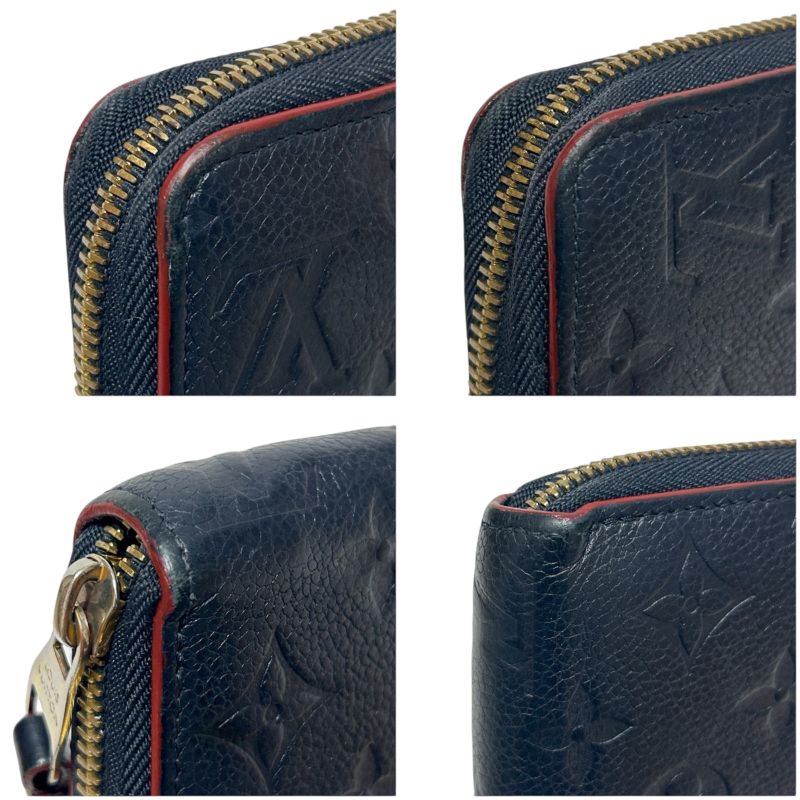 Louis Vuitton Empreinte Leather Zippy Wallet Navy Embossed Monogram Pattern
