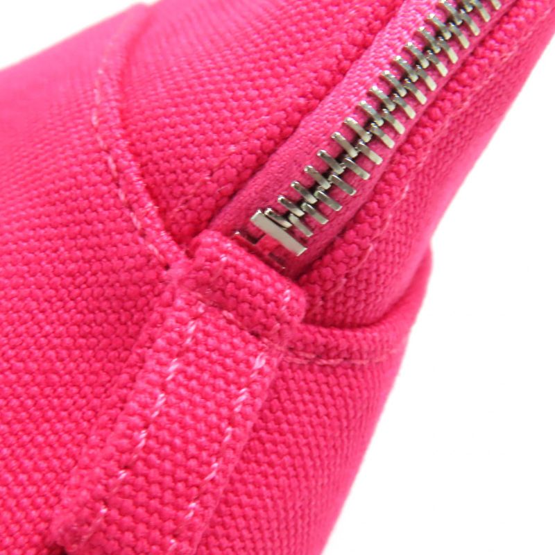 Hermes Bolide Pouch MM Hibiscus H Logo Embroidery Leather Use 100% Cotton