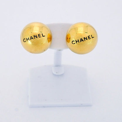 Chanel Earrings Vintage Chanel Logo Ball GP Plated Gold Ladies