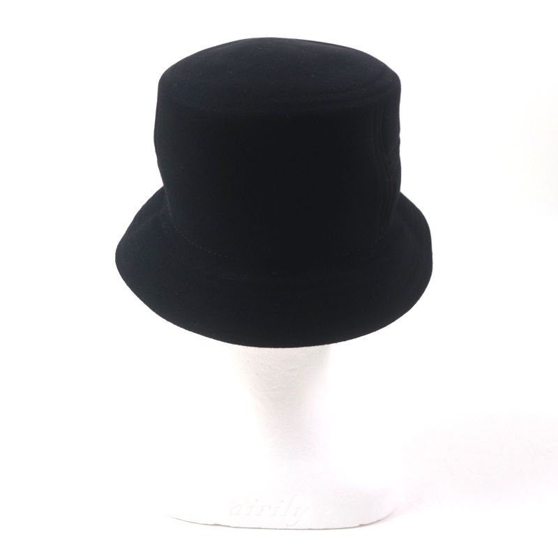 Hermes Dalton 100% Wool Chevron H Felt Hat Black 59 With Box And Storage Bag