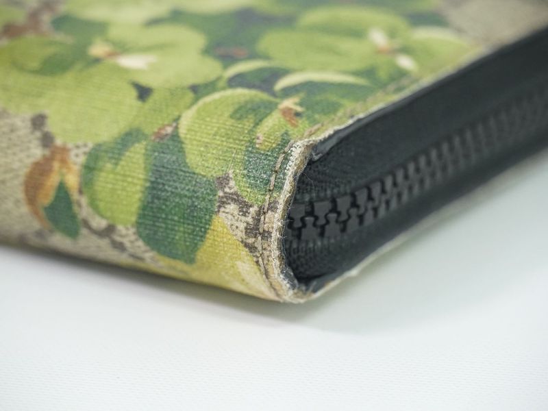 Authentic Gucci GG Blooms Round Zipper Long Wallet Brown Green 408665 Wallet