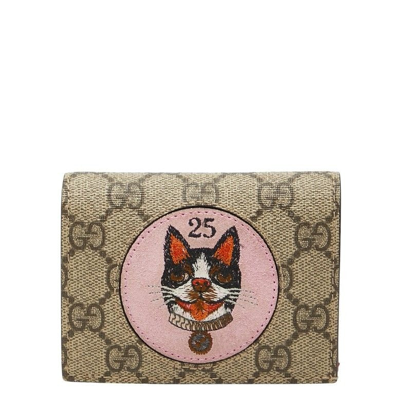 Gucci GG Supreme Bosco Bifold Wallet Compact Beige Multicolor