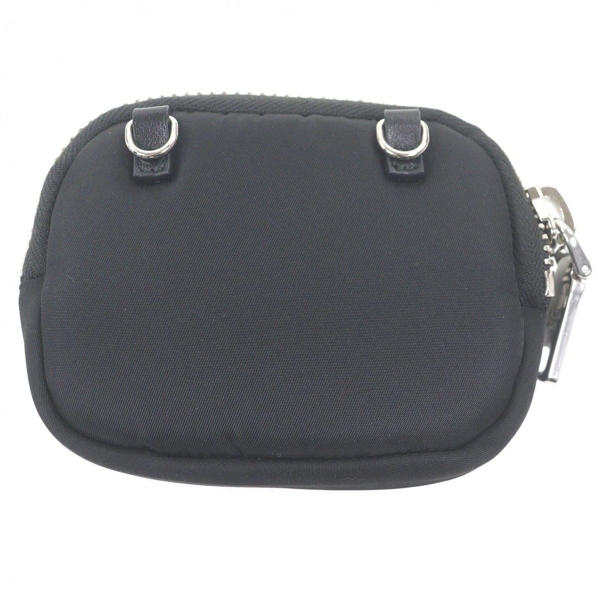 Prada Nylon Triangle Logo Plate Shoulder Mini Basket Pouch Black — view 4