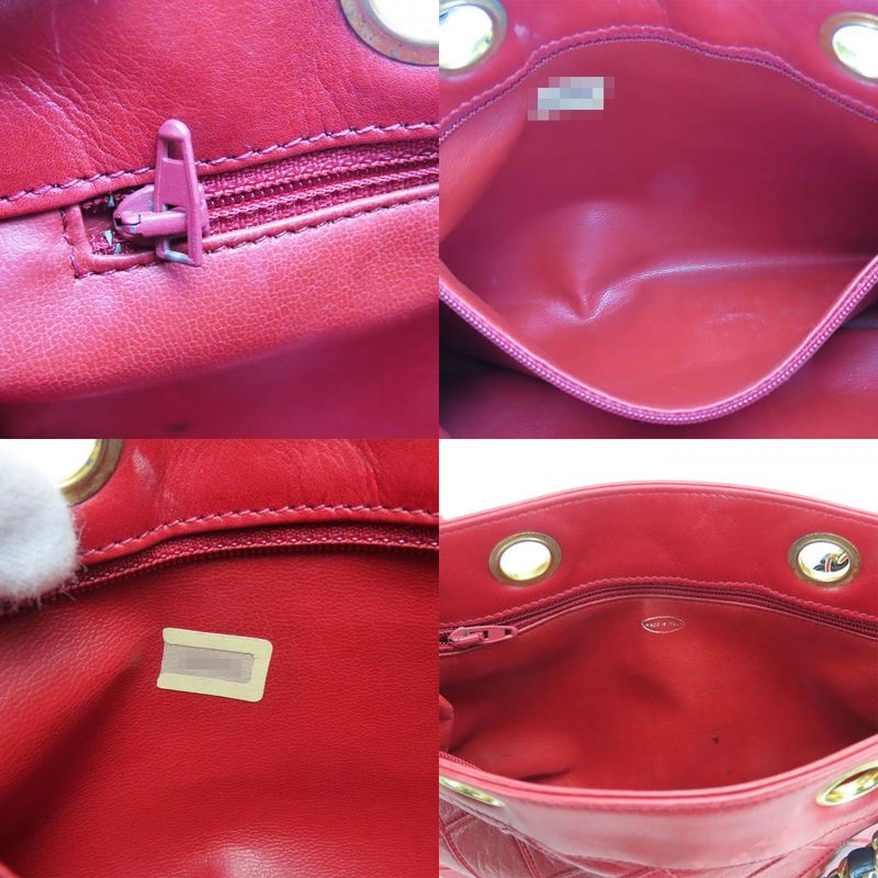 Chanel Shoulder Bag Bicolore Chain Lambskin Red Gold Hardware Mini Bag Drawstrin