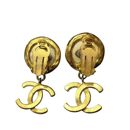 Chanel Coco Mark 93P Faux Pearl Gold Branded Accessories Earrings Ladies