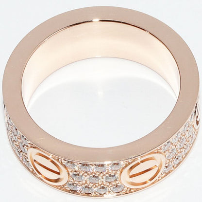 Cartier Ring 18K Pink Gold Full Pavé Diamonds 66P (070ct) Love Ring Width 65mm