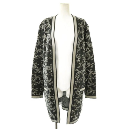 Chanel all Over Long Cardigan Knit Sleeves Cotton 36 Dark