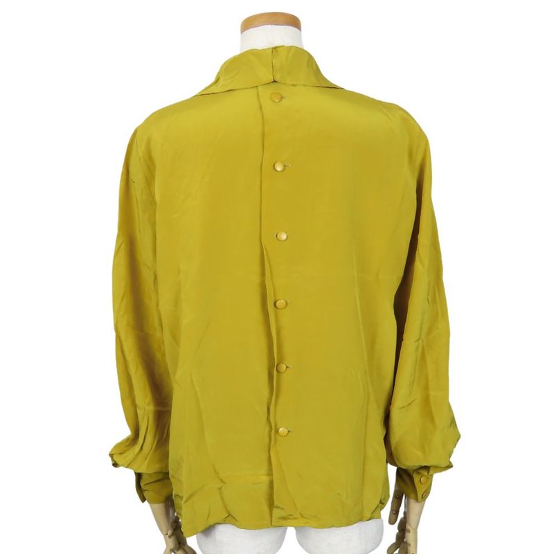 Christian Dior Blouse M Silk Mustard Bow Tie Blouse Top Apparel Women Ladies
