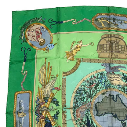 Hermes Carre 90 Scarf le Geographe Geographer Silk Green — view 2