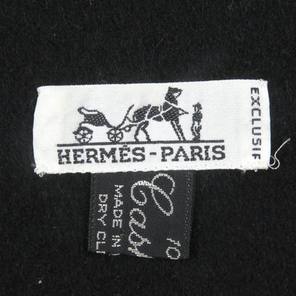 Hermes 100% Cashmere Logo Embroidery Fringe Scarf Stole Shawl