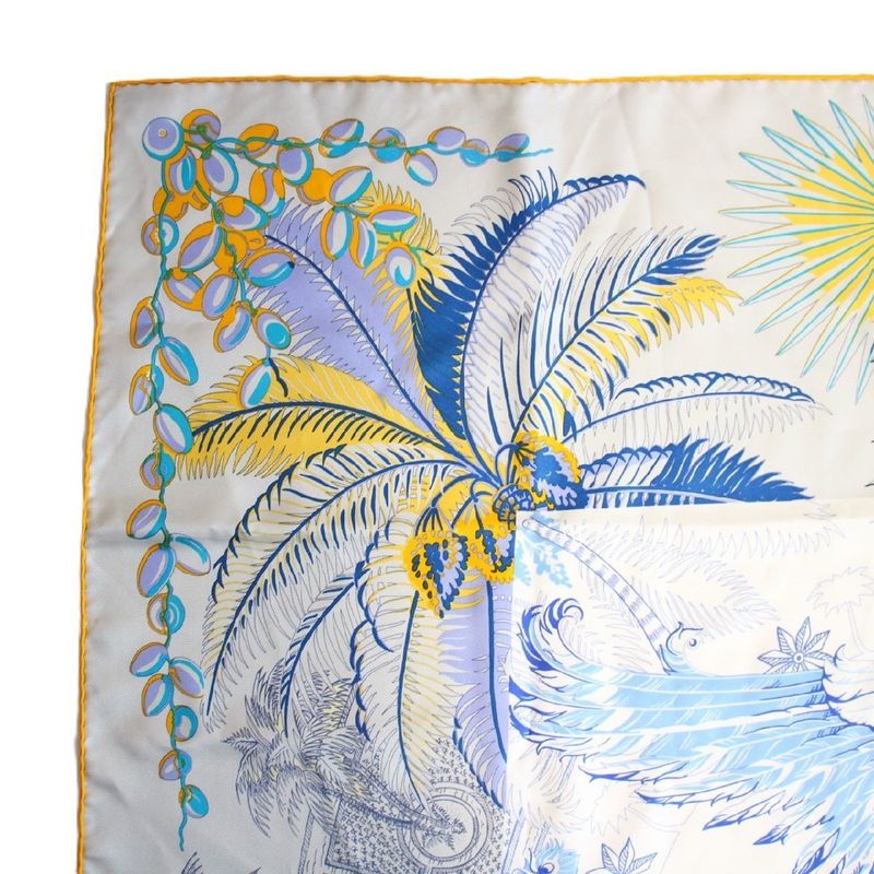 Hermes Carre 90 Scarf the Myth of the Phoenix Silk Beige