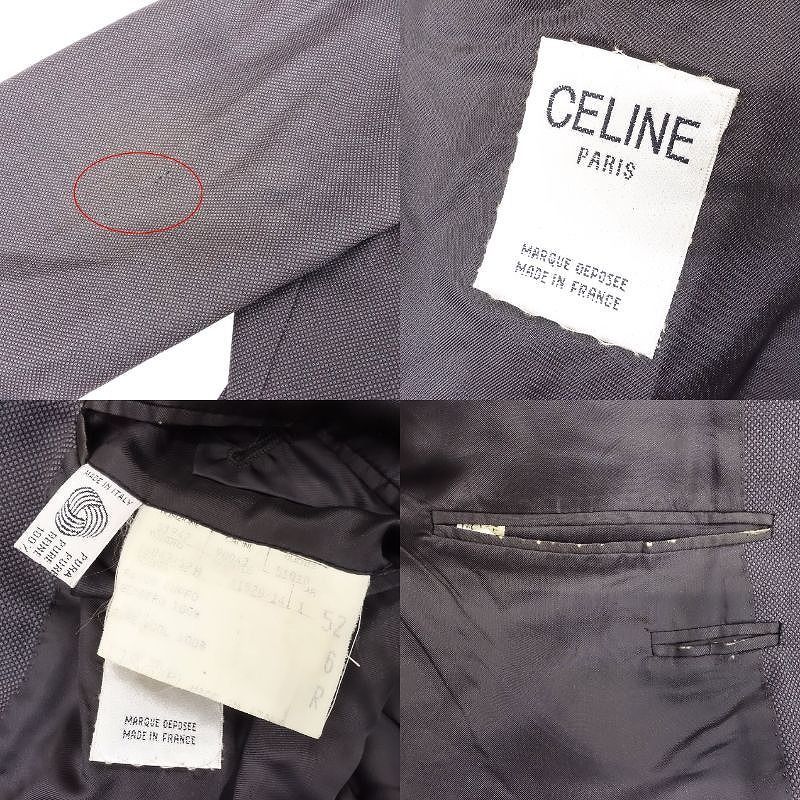 Celine French Double Suit Setup Peaked Lapel Tailored Pants Size 52 XL Gray