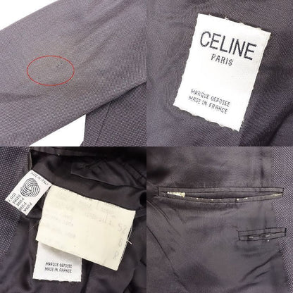 Celine French Double Suit Setup Peaked Lapel Tailored Pants Size 52 XL Gray