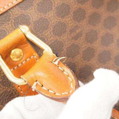 Celine Boston Bag Macadam PVC Brown Gold Hardware Women