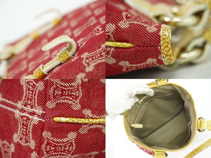 Authentic Celine Macadam Tote Handbag Canvas Red Macadam Bag Pre-owned [follow-u