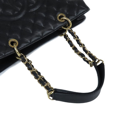 Chanel Tote Bag Grand Shopping GST Quilted Single Chain Black Gold Caviar — view 4