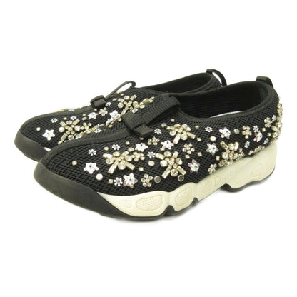 Dior Fusion Crystal Vision Sneakers Floral Applique Mesh Black 34