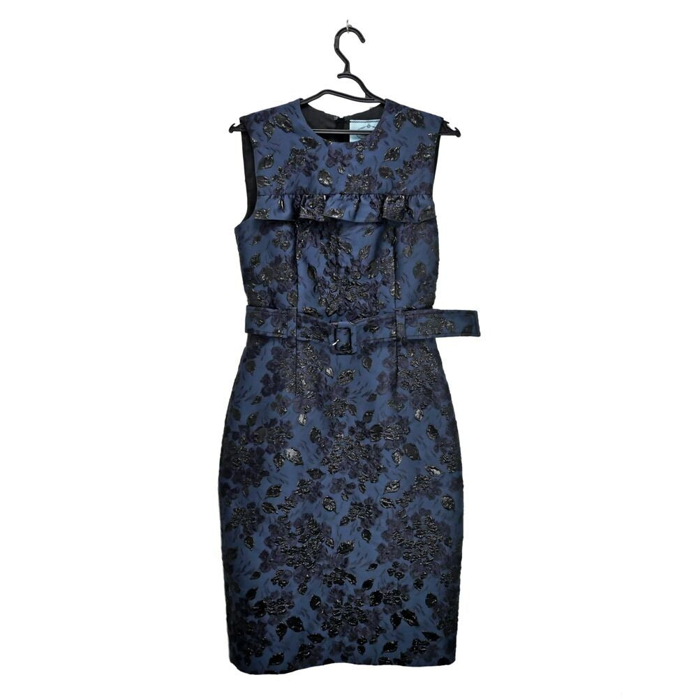 Prada Dress Embroidery Blue 40
