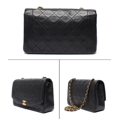 Chanel Chain Shoulder Bag Gold Quilted Lambskin Diana Flap 25 — view 2