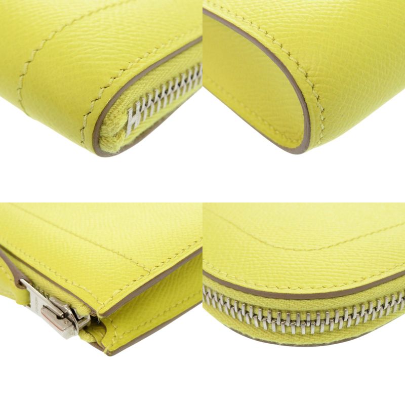 Hermes Zip Tablet Vaux Epson Lime Engraved A (2017) Yellow Clutch Bag 0062