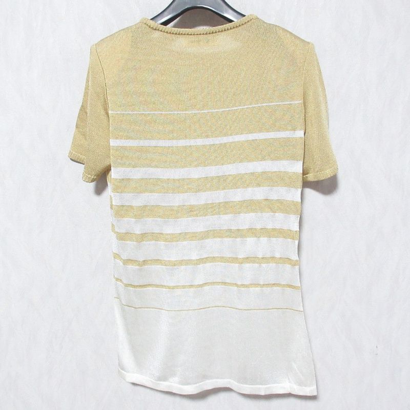Yves Saint Laurent Vintage Striped Short Sleeve Knit Cut and