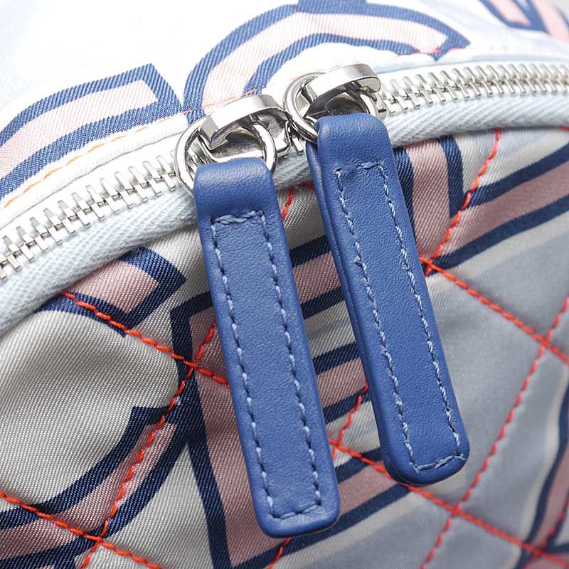 Chanel Logo Design Backpack Matelasse Neon Stitching White And Blue