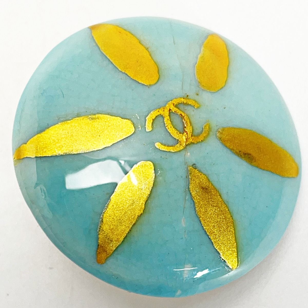 Chanel Coco Mark Light Blue Earring Pottery GP Vintage Ladies Accessories