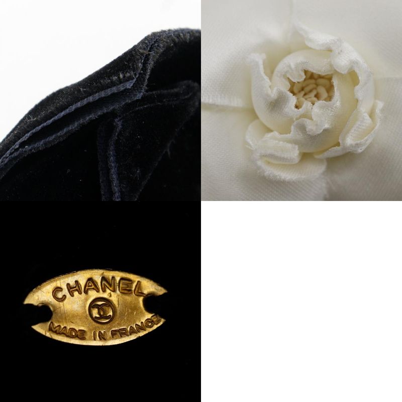 Chanel Camellia Ribbon Velour Black Women's Barrette