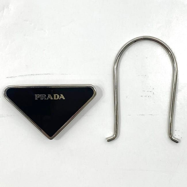 Prada Key Ring Black Silver Excellent Condition Metal Preowned M715
