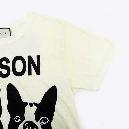 Gucci T-shirt Maison DE L'amor M Size White Sequin Logo Ladies' Clothing