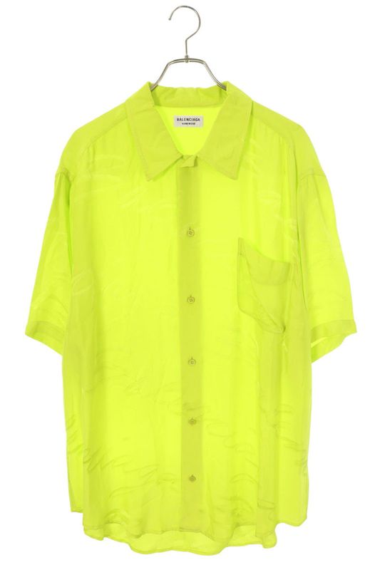 Balenciaga 681633 Tmo60 Logo Embroidered Rayon Short Sleeve Shirt Men 36