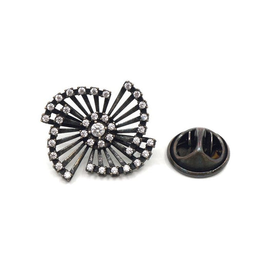 Saint Laurent Pin Brooch Rhinestone 2.9 g Black Clear Accessories