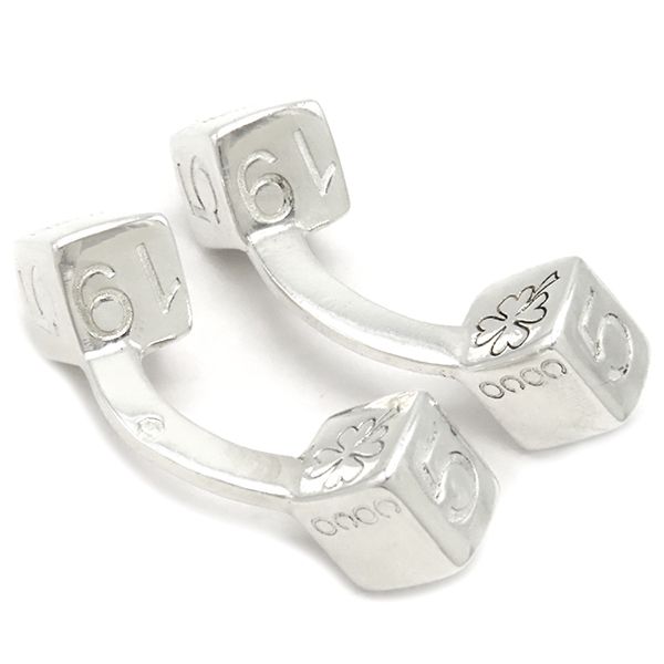 Chanel Cufflinks Clover Cube Cufflinks Silver 925 Silver Sv925 [storage Bag